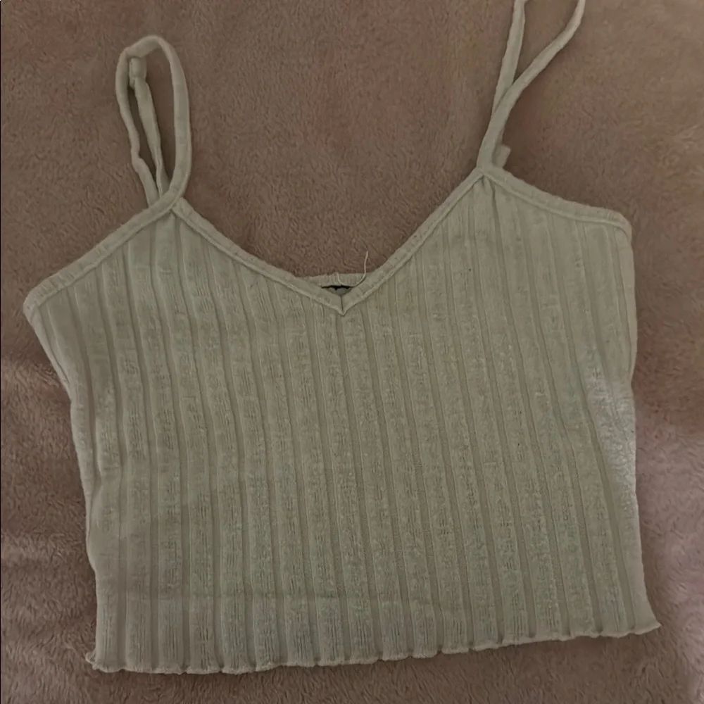 Women's Beige Ribbed Tank Top - Picture 1 of 2